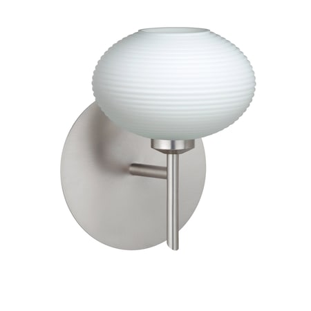 Besa Lighting Lasso Mini Sconce, Opal Matte, Satin Nickel Finish, 1x5W LED 1SW-561207-LED-SN